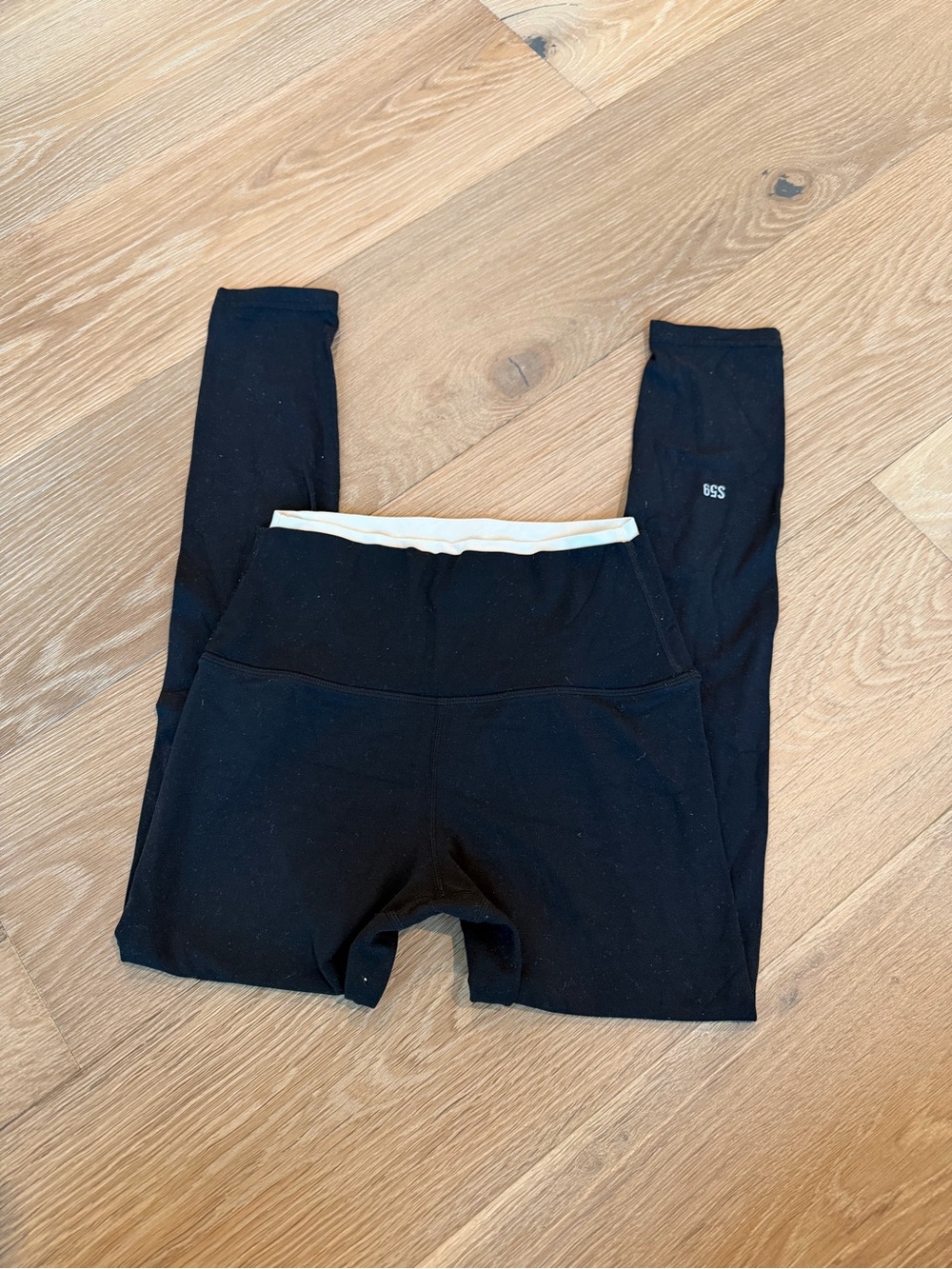Splits59 Black Leggings with Waistband Accent